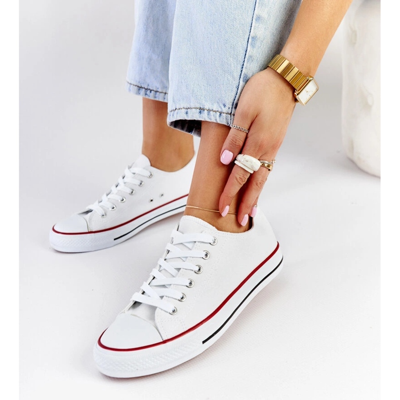 White fabric Anthony sneakers 1