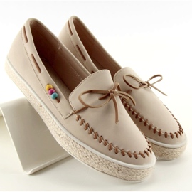 Loafers with colorful beads 2057Beige 1
