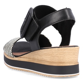 Leather comfortable wedge sandals with Velcro Remonte D6453-01 black 1 Leather comfortable wedge sandals with Velcro Remonte D6453-01 black 1