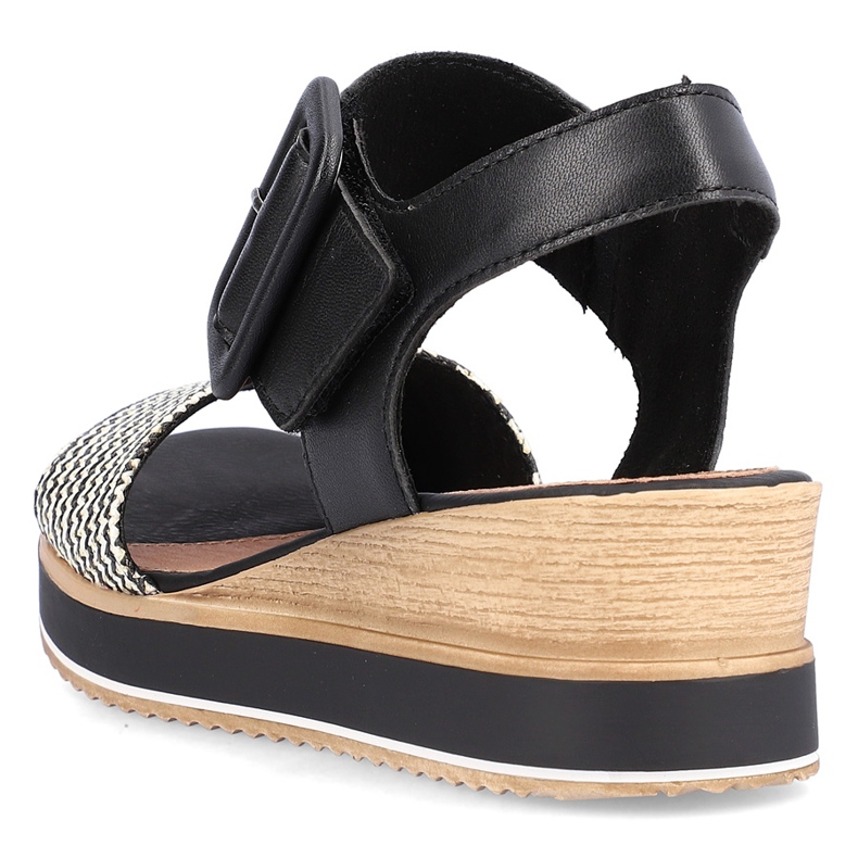 Leather comfortable wedge sandals with Velcro Remonte D6453-01 black 1 Leather comfortable wedge sandals with Velcro Remonte D6453-01 black 1