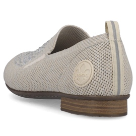 Comfortable women's low-heeled slip-on shoes Rieker 51989-64 beige 1