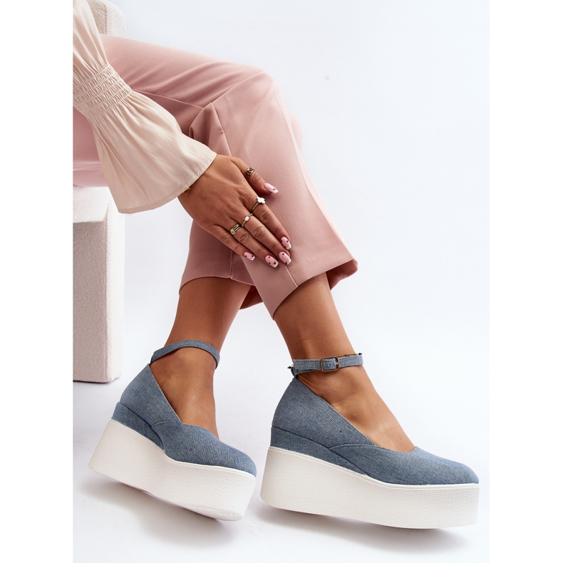 Women's Denim Espadrilles On Wedge Blue Malla 1