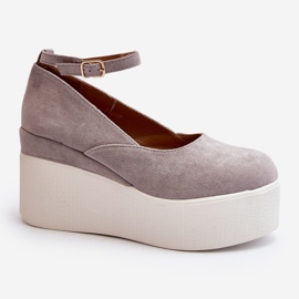 Women's Espadrilles on a Wedge Gray Malla grey 2