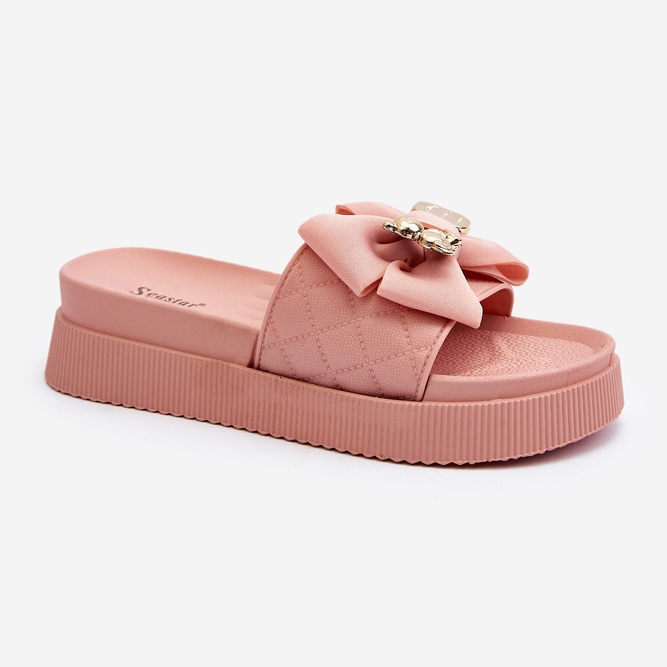 Women's Flip-Flops With a Bow and a Teddy Bear, Pink Katterina 2
