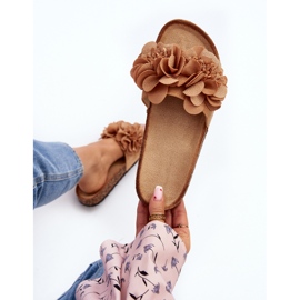 Women's flip-flops with flowers, Brown Lulania 1 Women's flip-flops with flowers, Brown Lulania 1