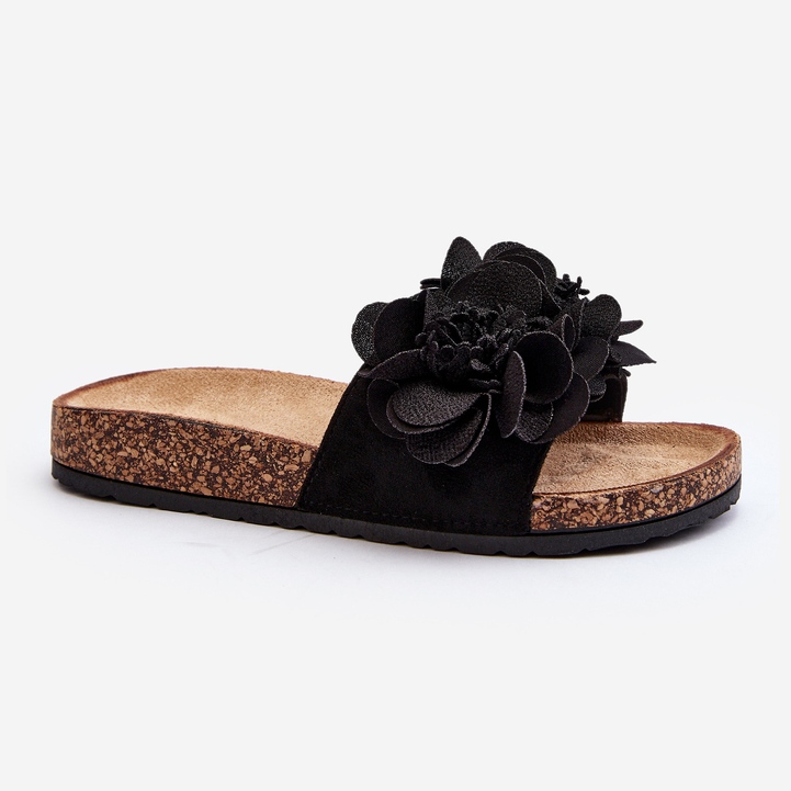 Women's flip-flops with flowers, Black Lulania 2