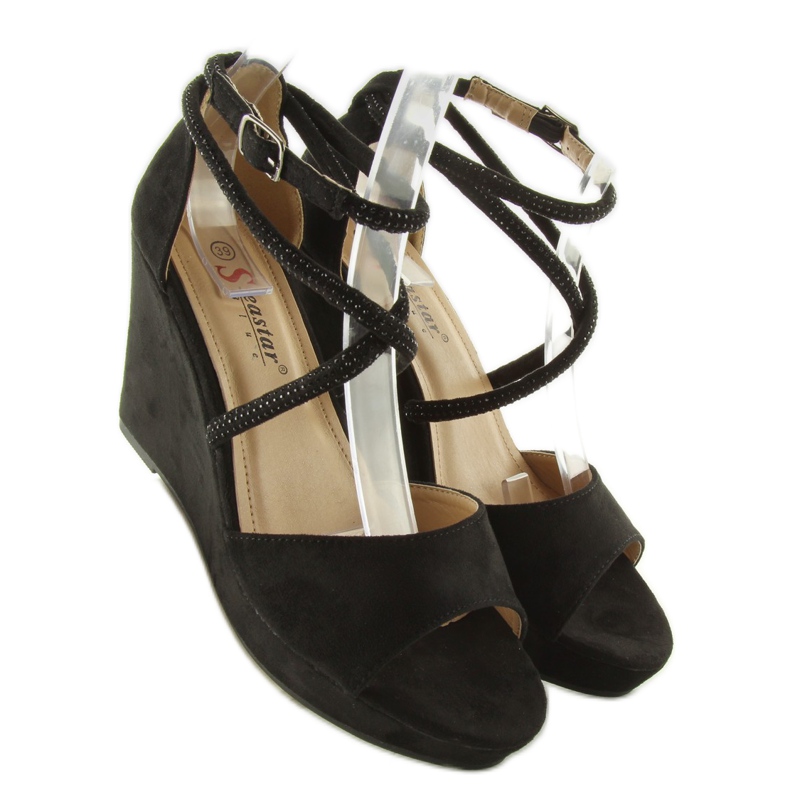 Sandals on the wedge F162 black 1