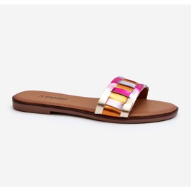 Women's Classic Flat Flip Flops Multicolor Namrita golden 1