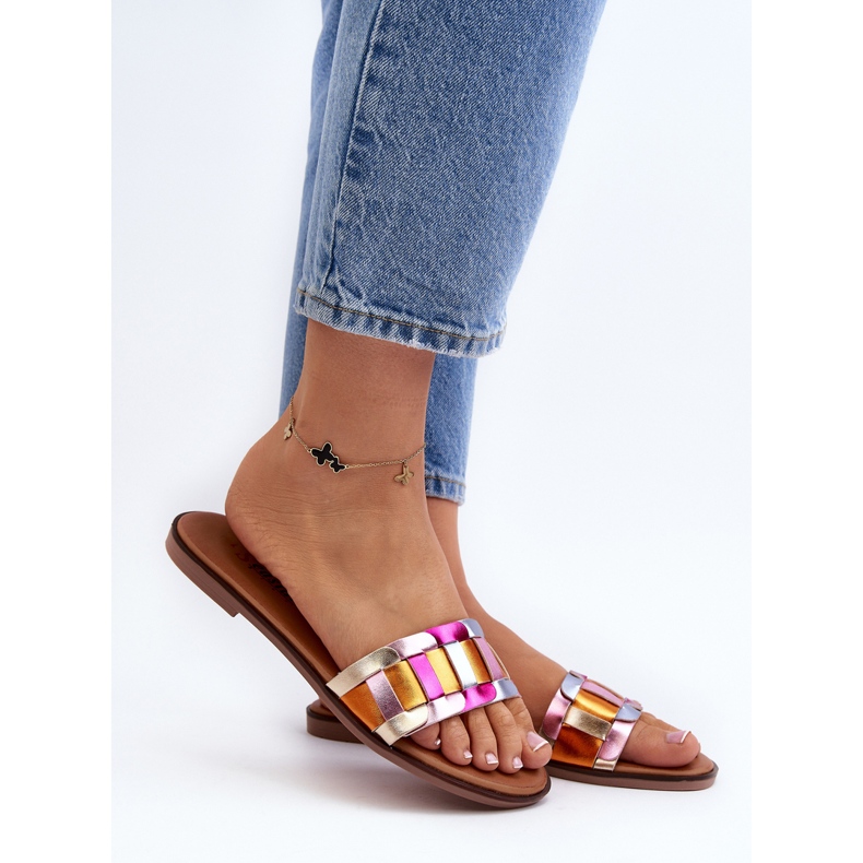 Women's Classic Flat Flip Flops Multicolor Namrita golden 2