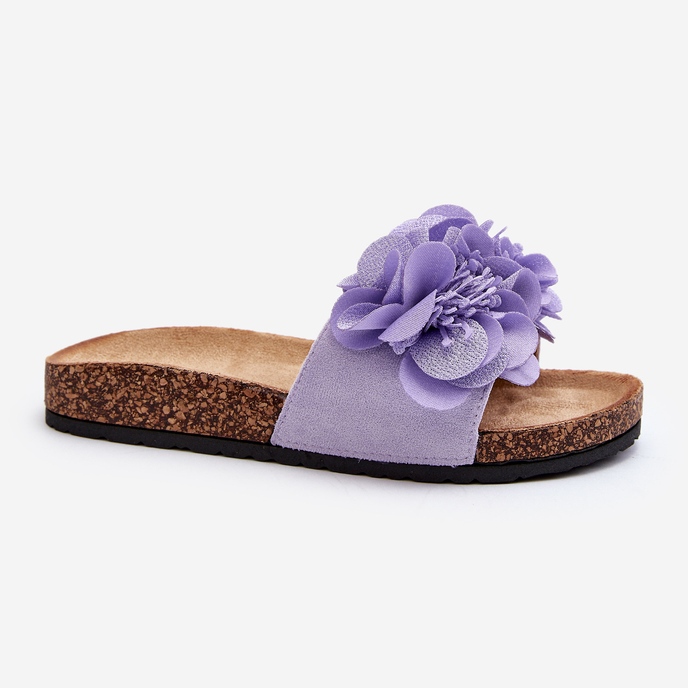 Women's flip-flops with flowers, purple Lulania 2