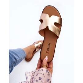 Women's Cut-Out Flip-Flops Pink Gold Lumossa golden 1