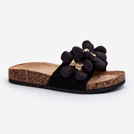 Women's Flip-Flops With Decorations Black Bunlia 1