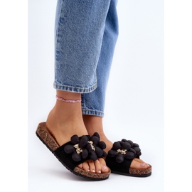 Women's Flip-Flops With Decorations Black Bunlia 2
