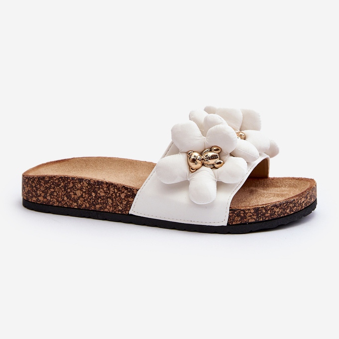 Women's Flip-Flops With Decorations, White Bunlia 1