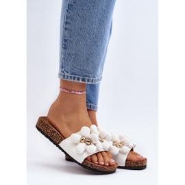 Women's Flip-Flops With Decorations, White Bunlia 2