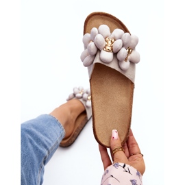 Women's Flip-Flops With Decorations Gray Bunlia grey 1