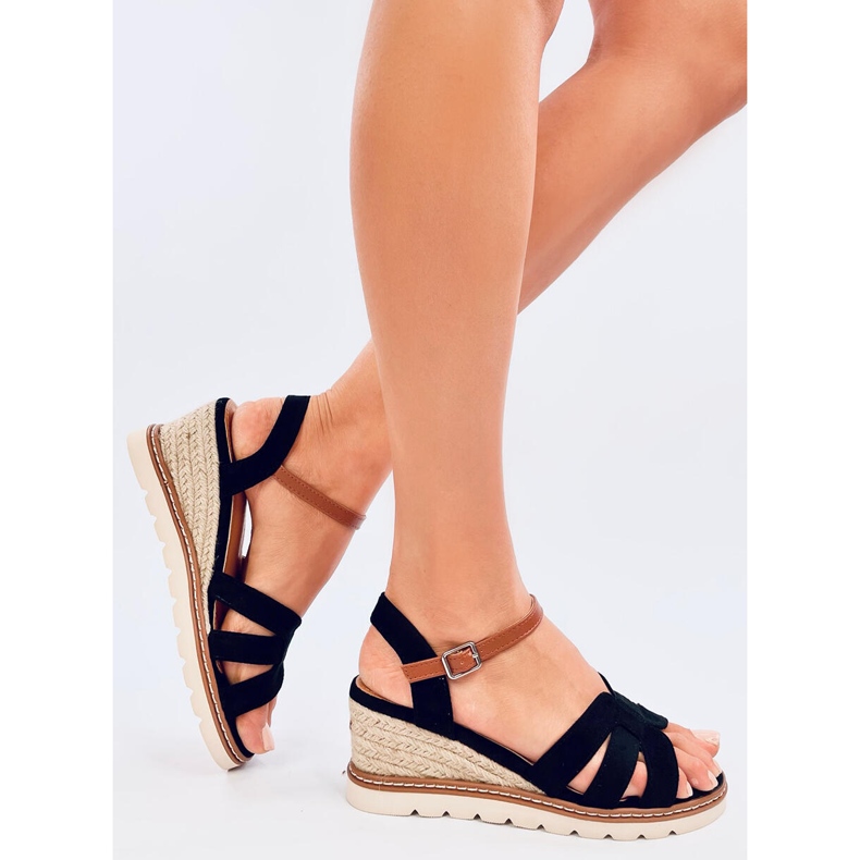 Rosco Black wedge espadrille sandals 2