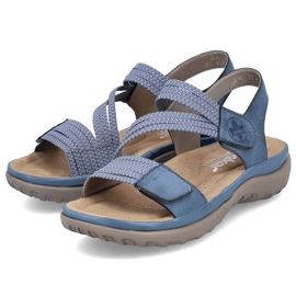 Comfortable women's sandals with Velcro blue Rieker 64870-14 1