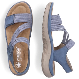 Comfortable women's sandals with Velcro blue Rieker 64870-14 2