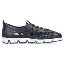Women's leather openwork slip-on shoes, navy blue Rieker 49956-14 15