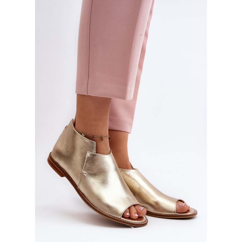 Women's Leather Sandals Laura Messi 2443 Gold golden 2