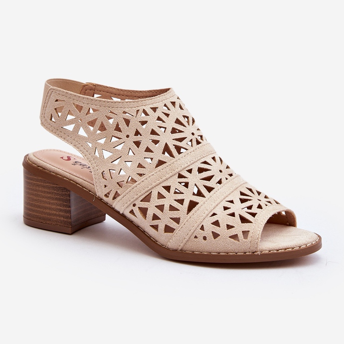 Beige Openwork High Heel Sandals Serapina 2