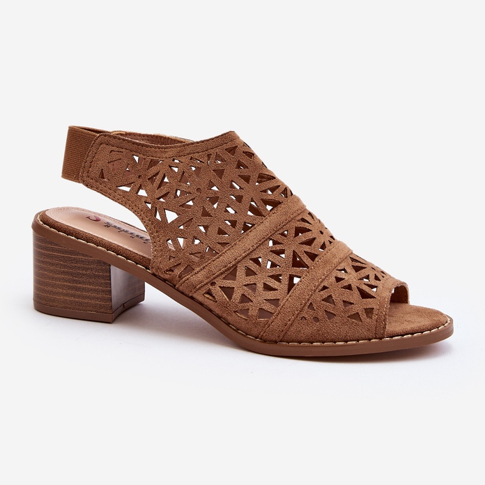 Openwork High Heel Sandals Brown Serapina 1