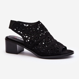 Openwork High Heel Sandals Black Serapina 1