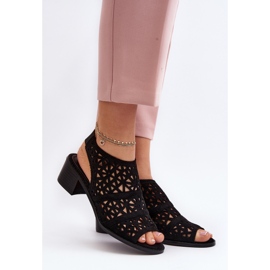 Openwork High Heel Sandals Black Serapina 2