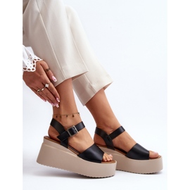 Women's Black Wedge Sandals Geferia 2