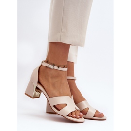 Beige Women's Block High Heel Sandals Irivana 2
