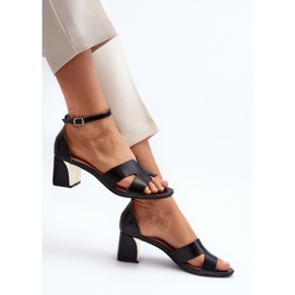 Women's Block High Heel Sandals Black Irivana 1