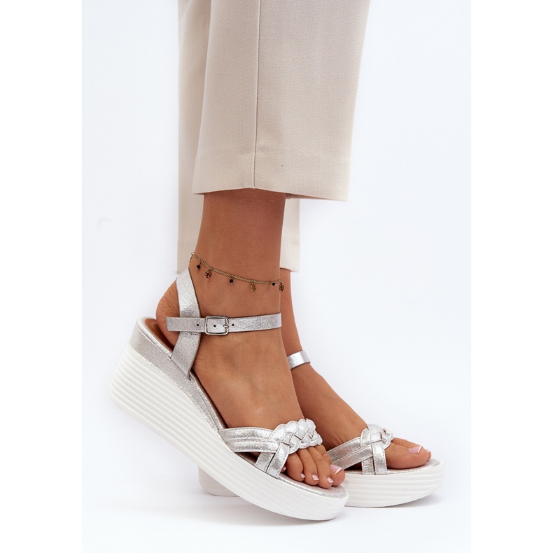 Esinna Silver Wedge Sandals 1 Esinna Silver Wedge Sandals 1