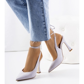 Gray lace-up pumps on the Lotti post grey 1