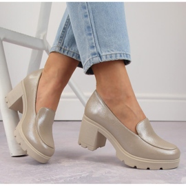 Women's beige slip-on shoes with high heels and platform Potocki 12040 1