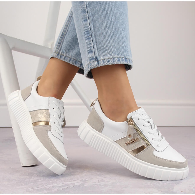 Women's leather sports shoes, white Filippo DP6121 1