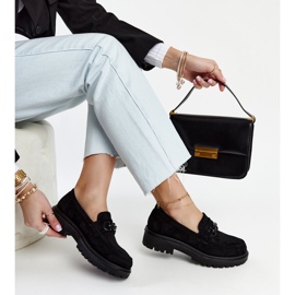 Black suede loafers with a Lyle buckle 1