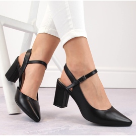 Women's formal sandals on a high heel, black Sergio Leone SK446 1