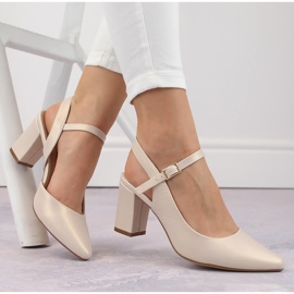 Women's formal sandals on a high heel beige pearl Sergio Leone SK446 1