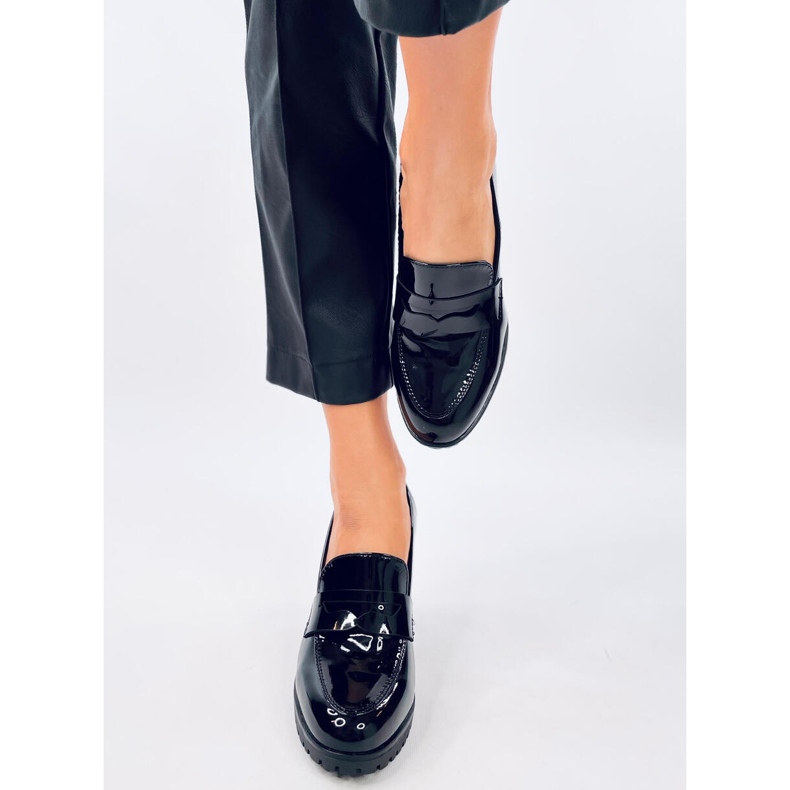Jeffis Black patent heel moccasins 1