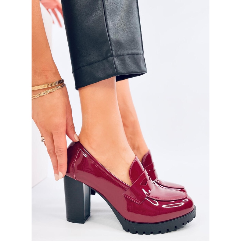 Jeffis Wine Red patent heel moccasins 2