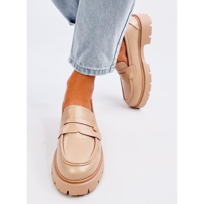 Sidney Khaki platform loafers beige 1