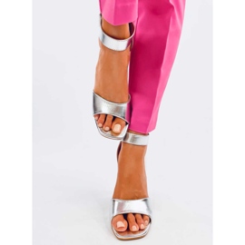 Ellen Silver heeled sandals with belt 1