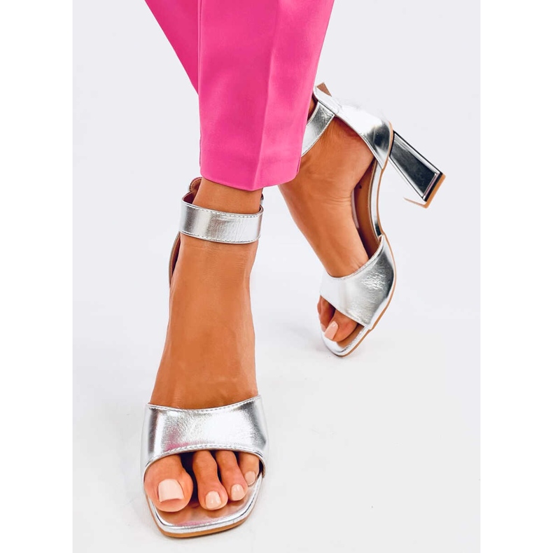 Ellen Silver heeled sandals with belt 2 Ellen Silver heeled sandals with belt 2