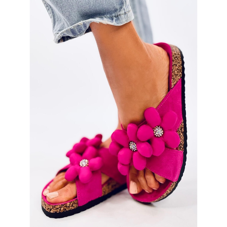 Charss Fuchsia cork flip-flops with cushion flowers pink 2