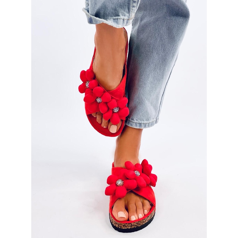 Cork flip flops with Charss Orange cushion flowers 1