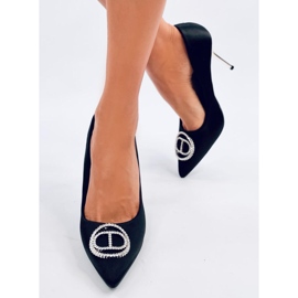 Malconi Black high heels with crystal decoration 2