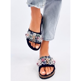 Maliv Black cork slippers with stones 1