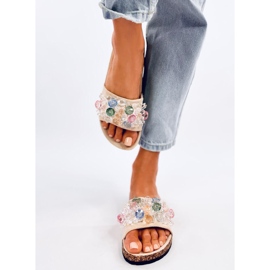 Cork flip-flops with Maliv Beige stones 1