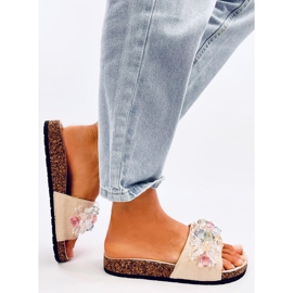 Cork flip-flops with Maliv Beige stones 2